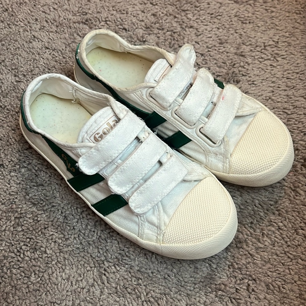 Gola green and white strappy sneakers